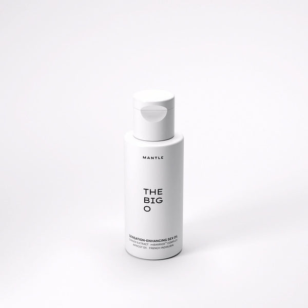 The Big O by MANTLE - a stimulating oil in a white bottle